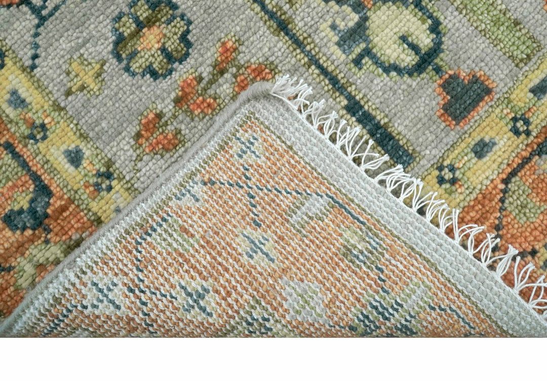 Rust And Silver Tree of life Hand Knotted 4x4 Square Wool Rug - The Rug Decor
