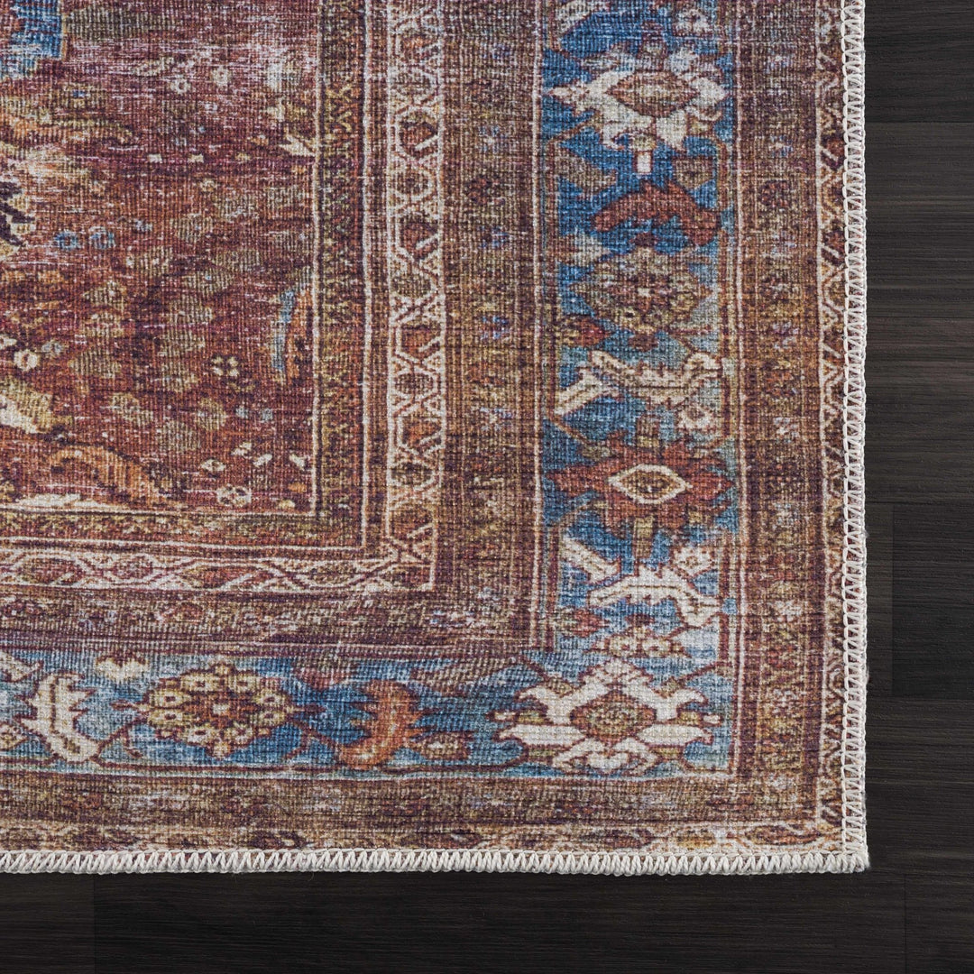 Rust Baki Traditional Style Washable Rug - The Rug Decor