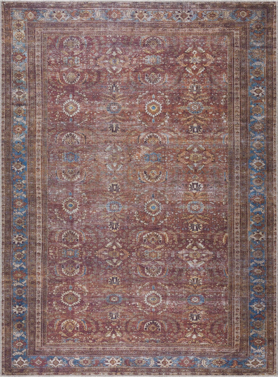 Rust Baki Traditional Style Washable Rug - The Rug Decor