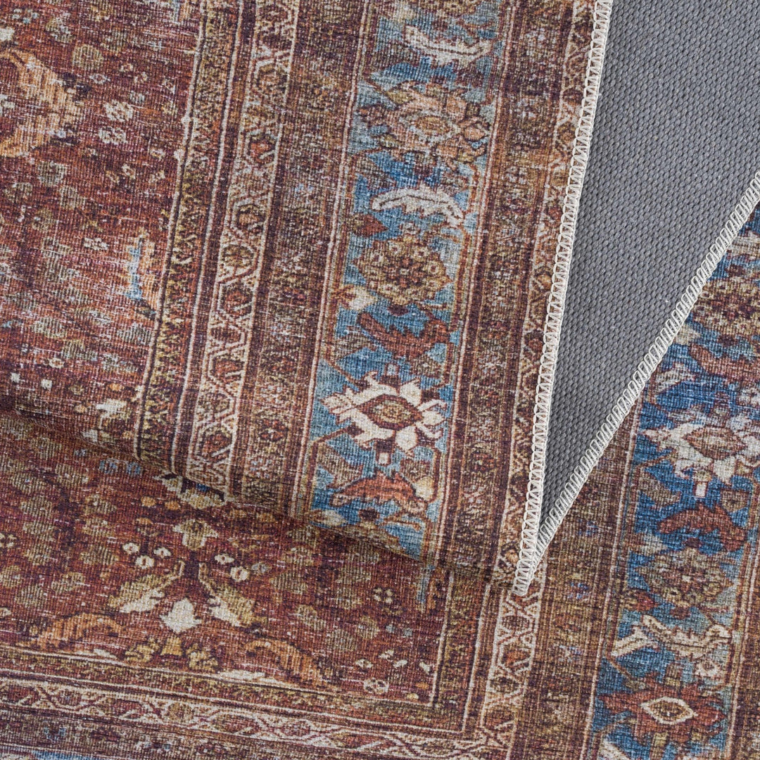 Rust Baki Traditional Style Washable Rug - The Rug Decor