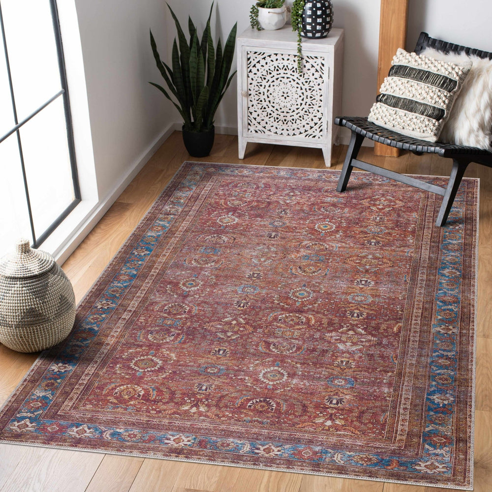 Rust Baki Traditional Style Washable Rug - The Rug Decor