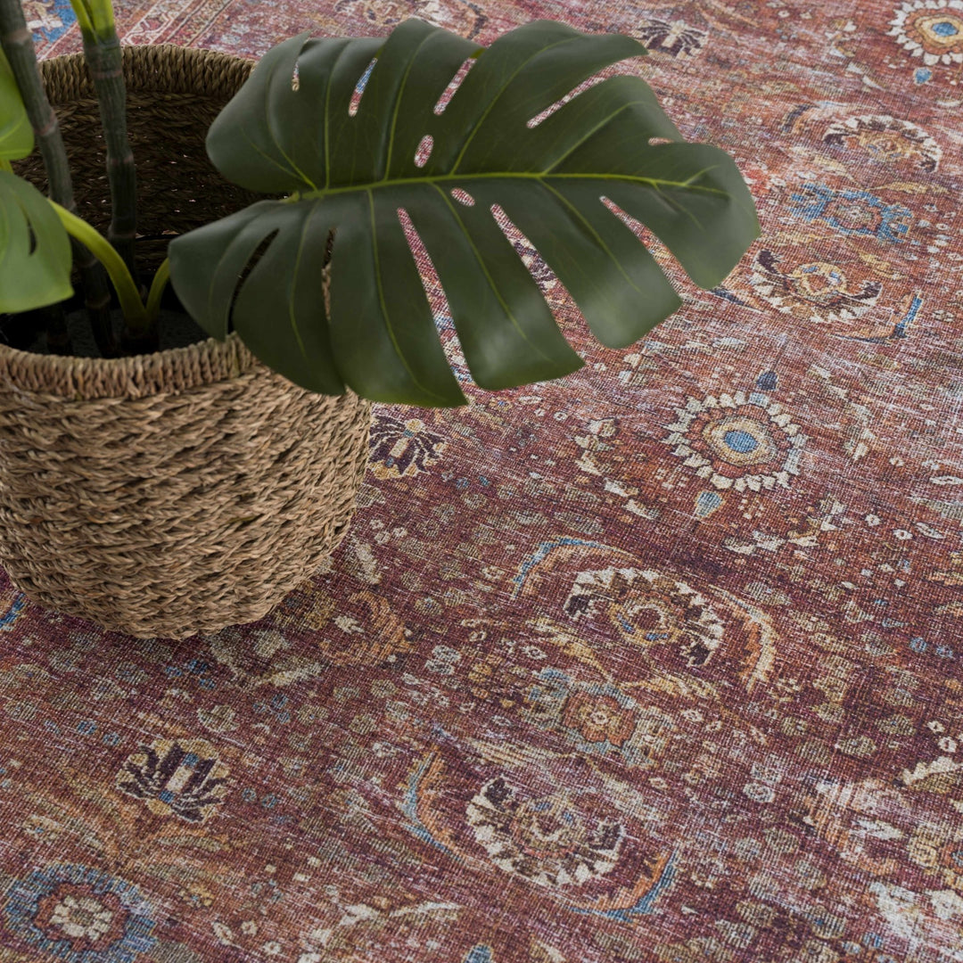 Rust Baki Traditional Style Washable Rug - The Rug Decor