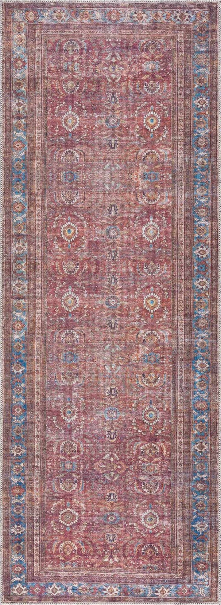 Rust Baki Traditional Style Washable Rug - The Rug Decor