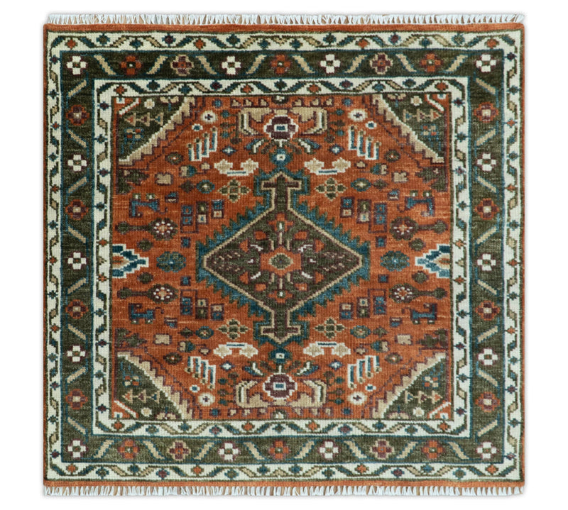 Rust, Ivory and Brown Oriental Traditional Hand knotted Multi Size Area Rug - The Rug Decor