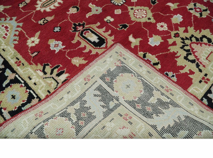 Rust, Olive and Black 8x10 Hand Knotted Traditional Oriental Wool Area Rug - The Rug Decor