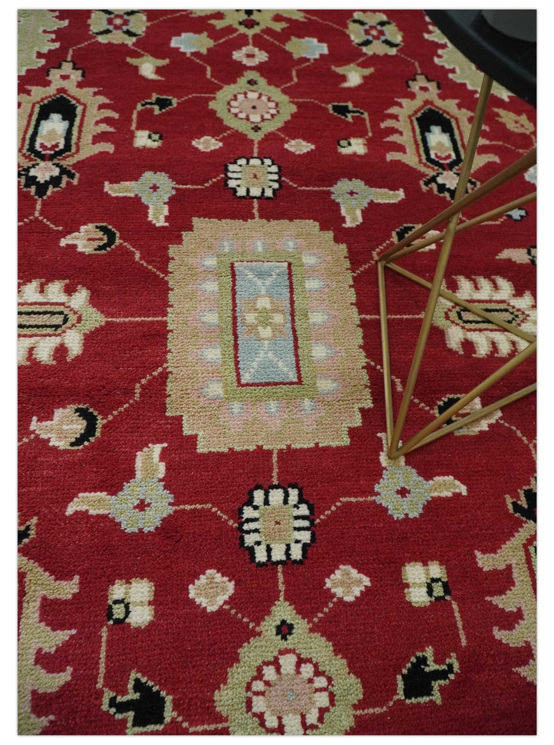 Rust And Olive Rug Rust, Olive and Black Hand Knotted Traditional Oriental Wool Area Rug ...