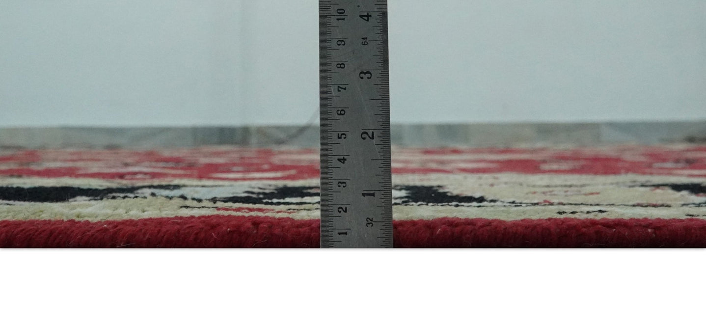 Rust, Olive and Black 8x10 Hand Knotted Traditional Oriental Wool Area Rug - The Rug Decor