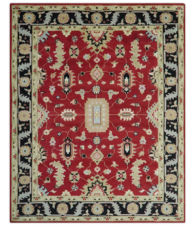 Rust, Olive and Black Hand Knotted Traditional Oriental Custom Made Wool Area Rug - The Rug Decor