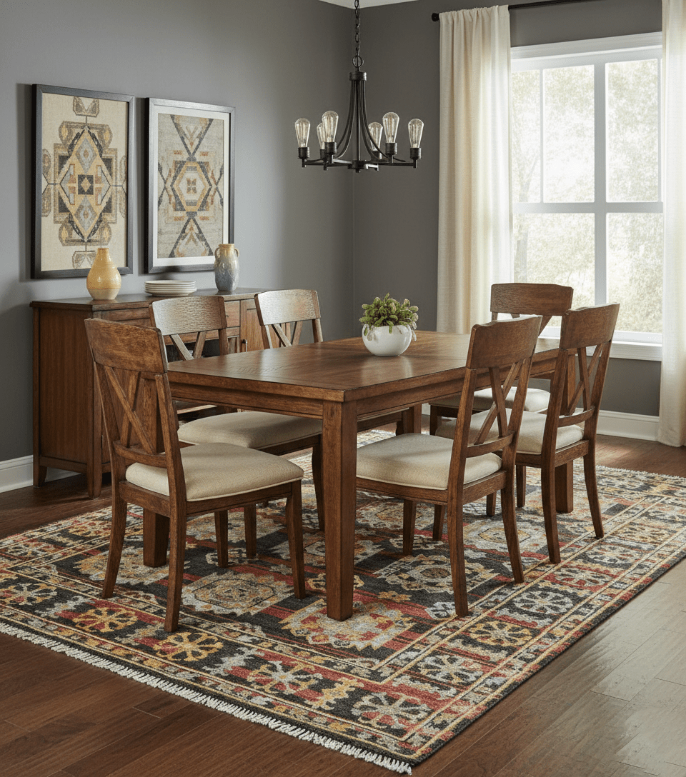 Rustic Hand knotted Traditional 8x10 Charcoal And Red Wool Rug - The Rug Decor