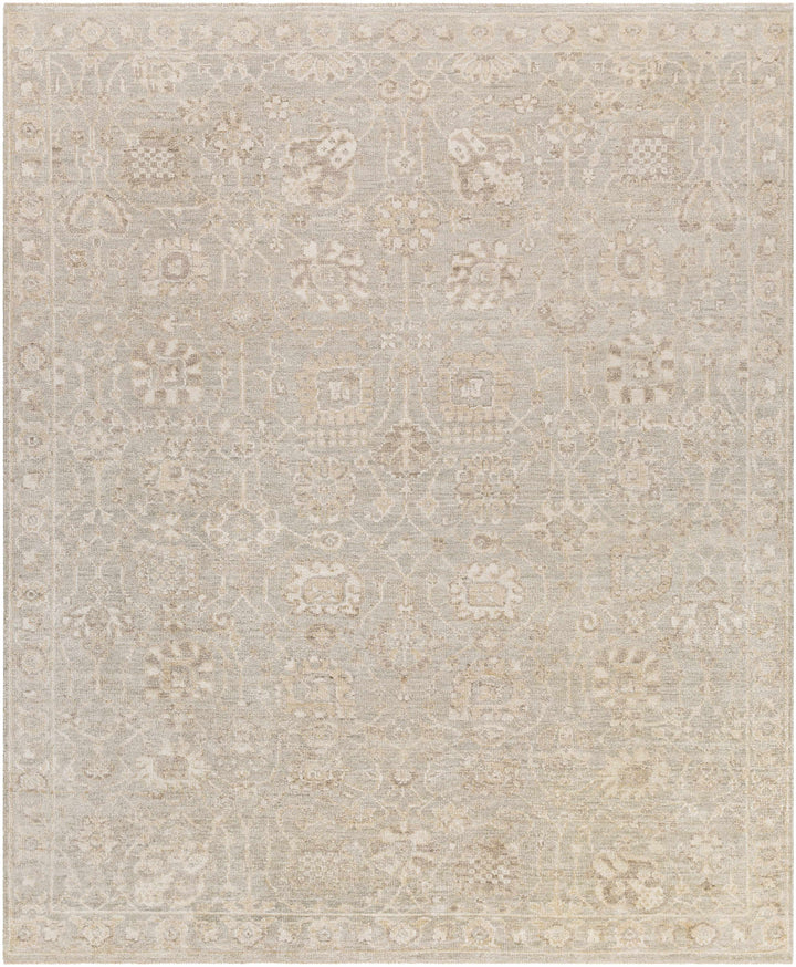 Ravenshead Gray And Beige Traditional Floral Design Hand Knotted Area Rug