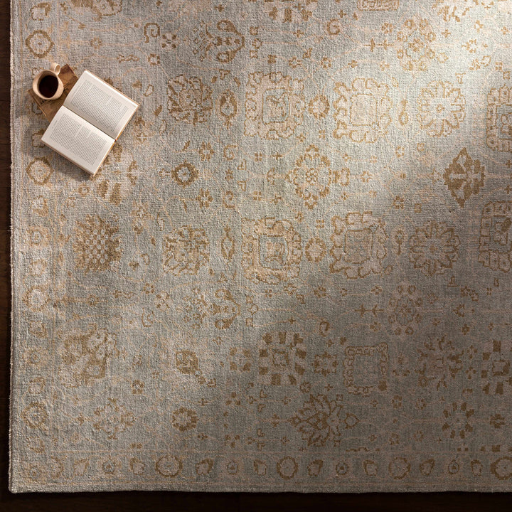 Ravenshead Gray And Beige Traditional Floral Design Hand Knotted Area Rug