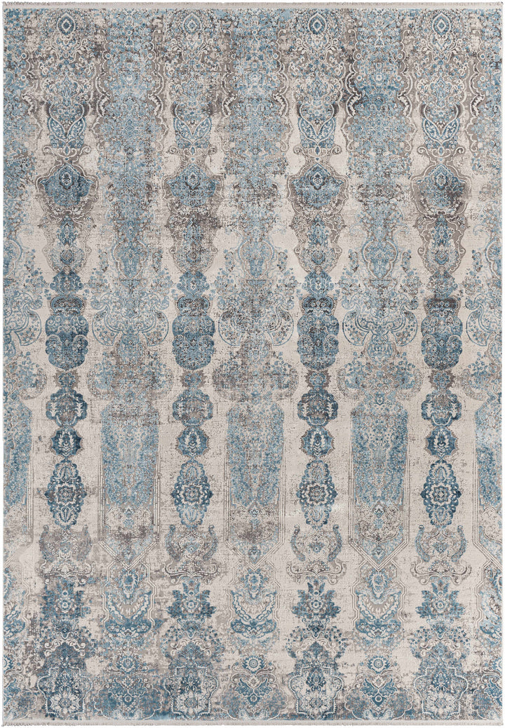 Rydalmere Blue And Ivory Modern Style Area Rug