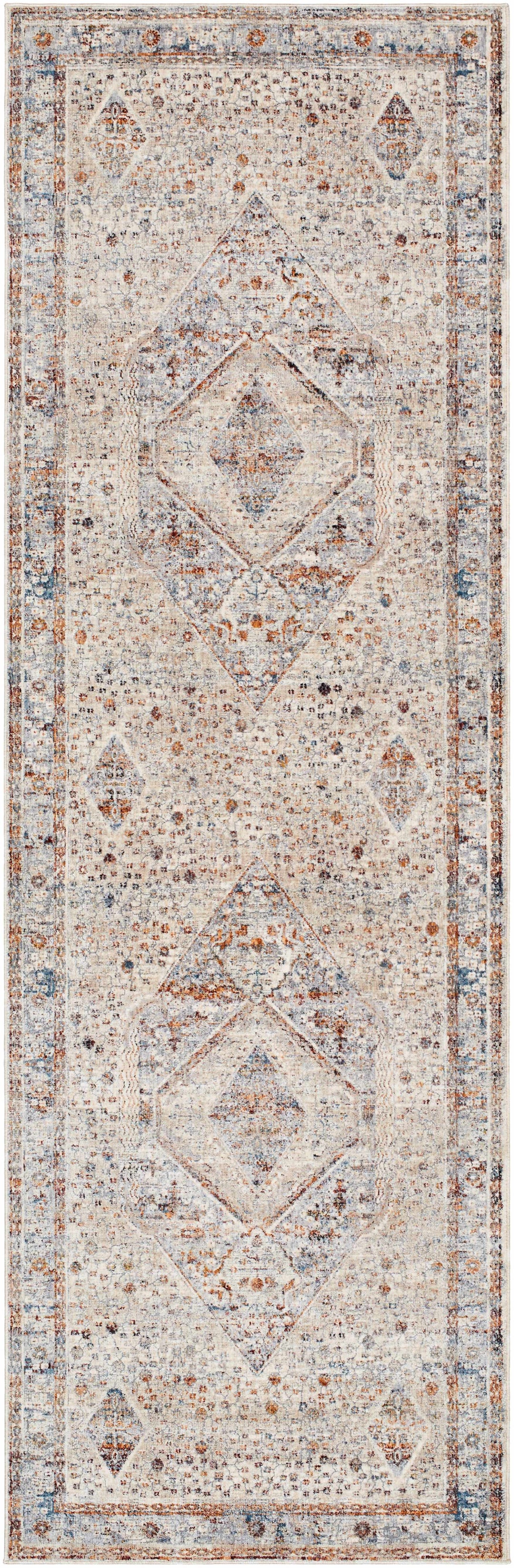 Roy Traditional Medallion Design Beige And Blue Area Rug