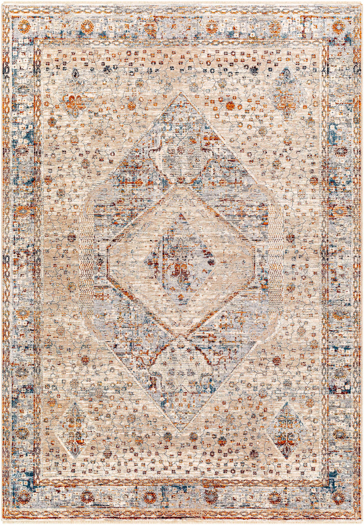 Roy Traditional Medallion Design Beige And Blue Area Rug