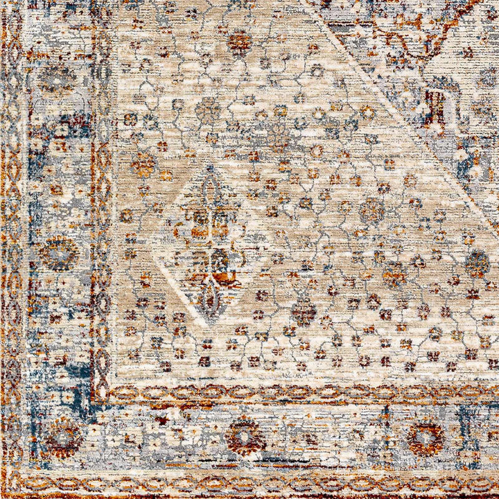 Roy Traditional Medallion Design Beige And Blue Area Rug