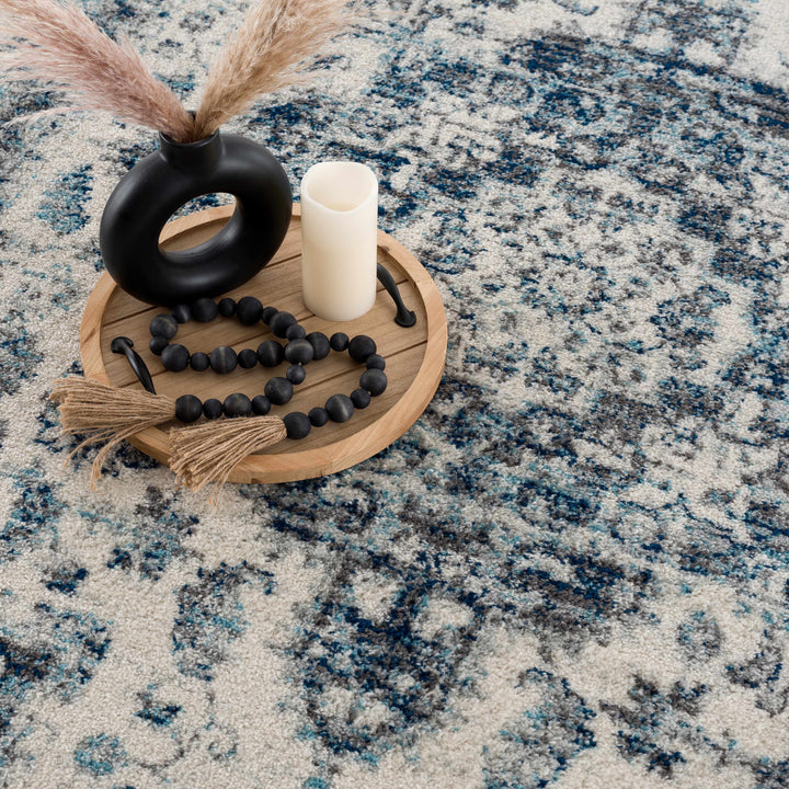Istanbullu Traditional Style Ivory And Blue Area Rug