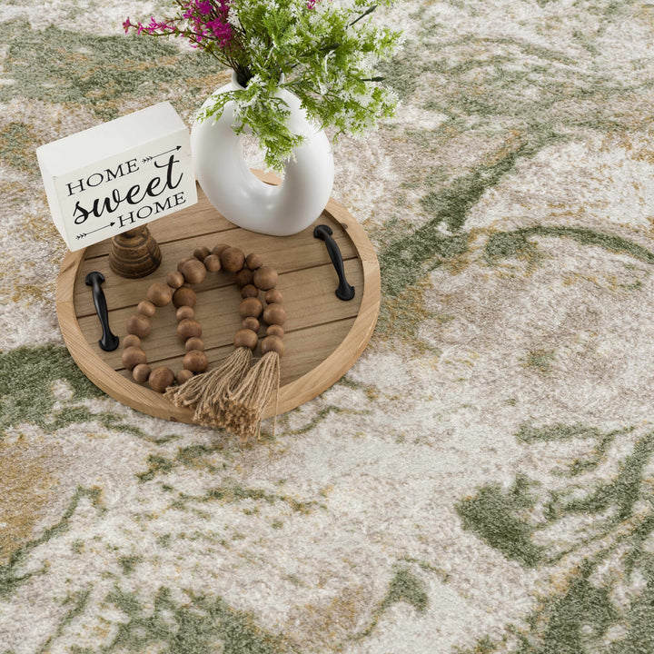 Liverpool Modern Abstract Design Green Area Rug