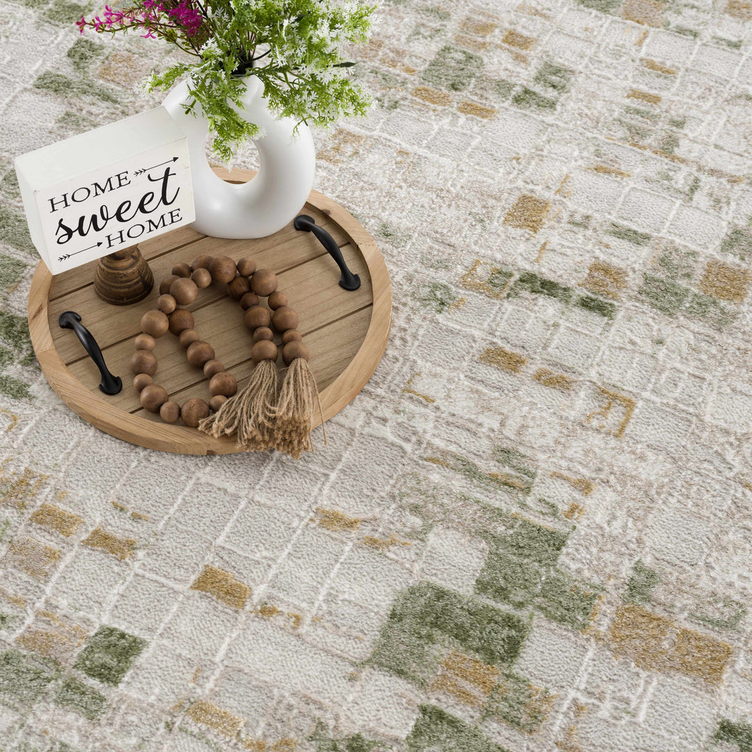 Liverpool Green Modern Abstract Design Area Rug