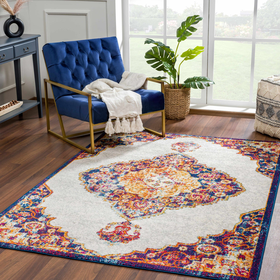 Istanbul Traditional Style Ivory And Rust Area Rug