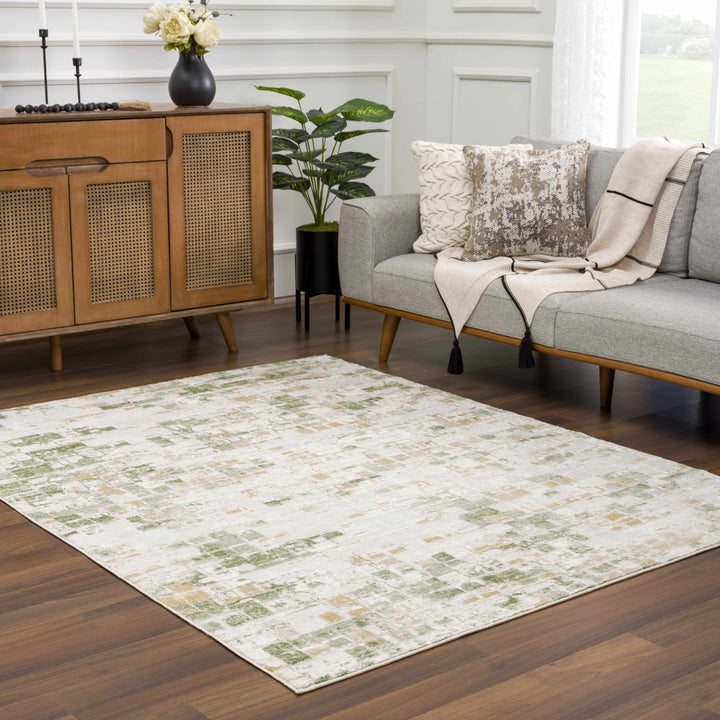 Liverpool Green Modern Abstract Design Area Rug