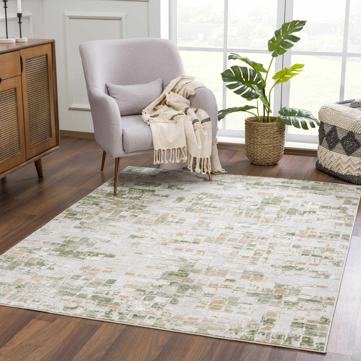 Liverpool Green Modern Abstract Design Area Rug