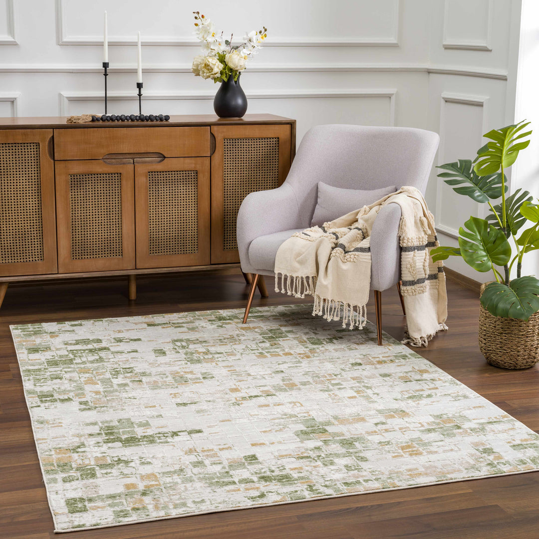 Liverpool Green Modern Abstract Design Area Rug
