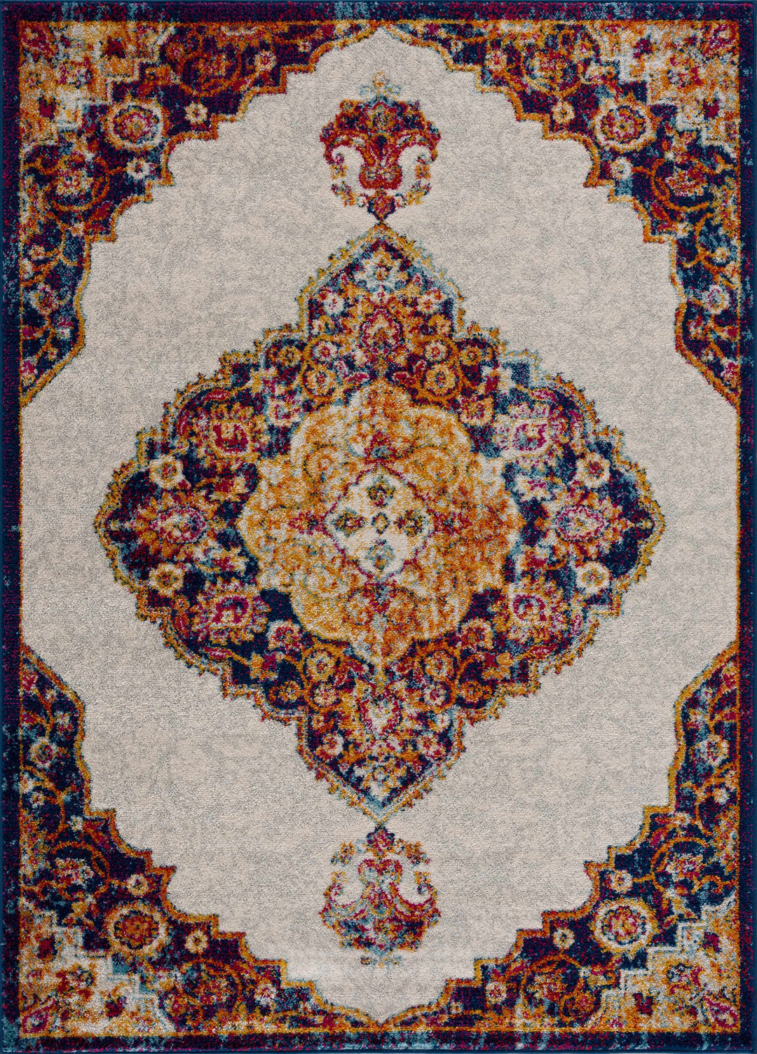 Istanbul Traditional Style Ivory And Rust Area Rug