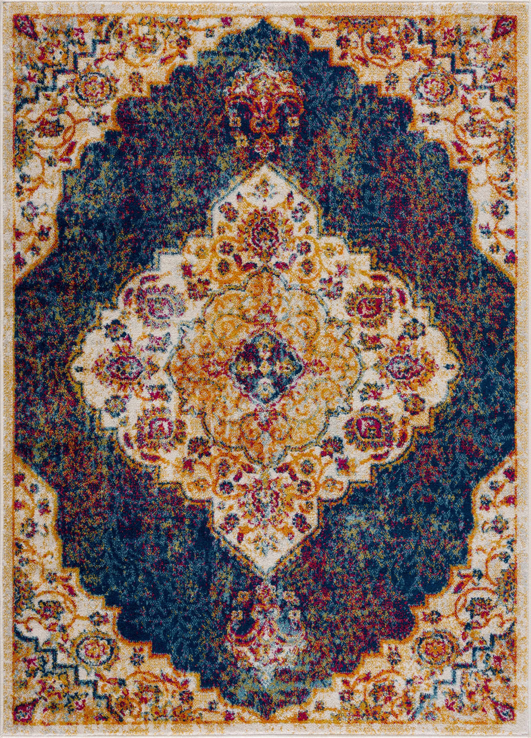 Istanbul Traditional Blue And Ivory Area Rug