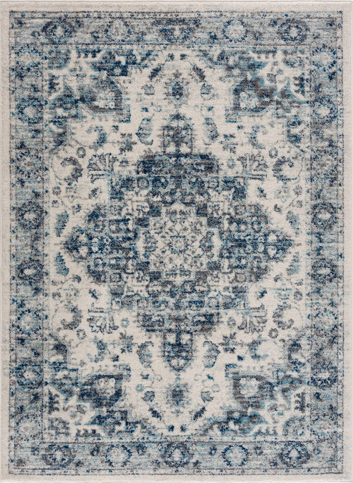 Istanbullu Traditional Style Ivory And Blue Area Rug