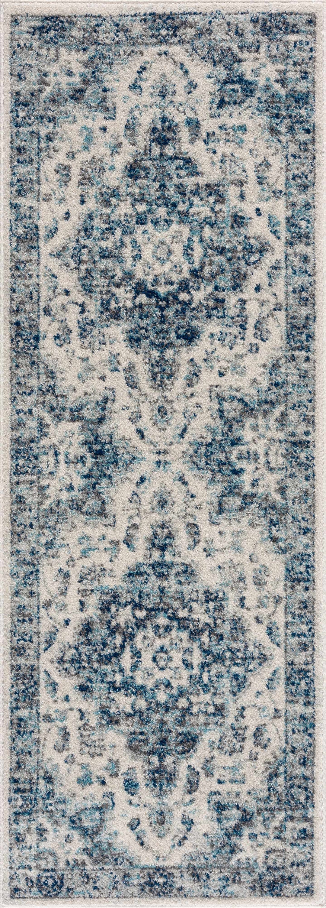 Istanbullu Traditional Style Ivory And Blue Area Rug