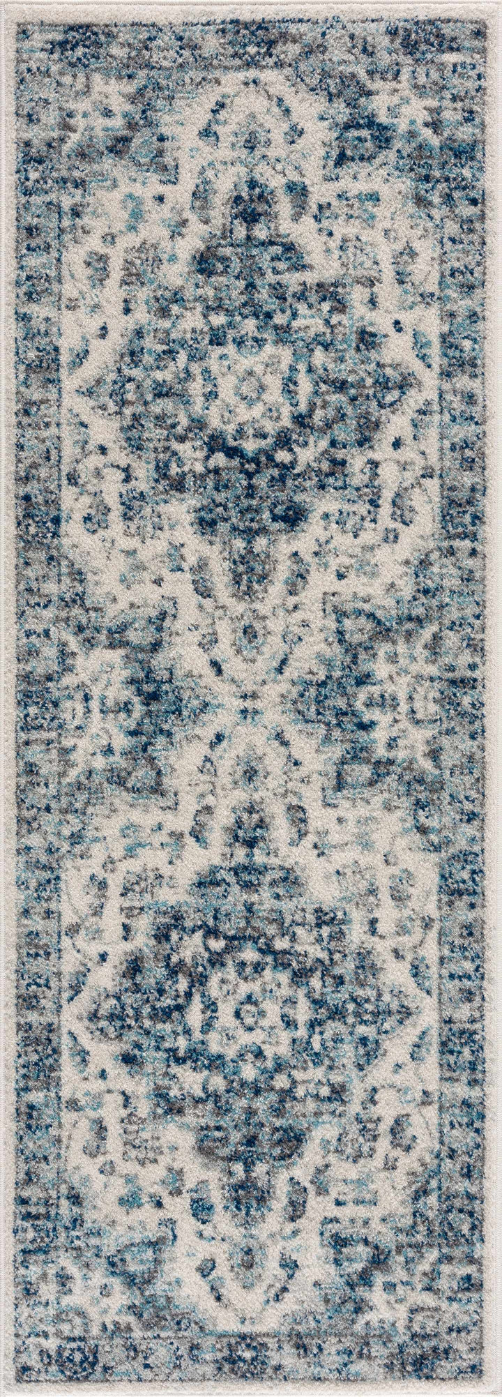Istanbullu Traditional Style Ivory And Blue Area Rug