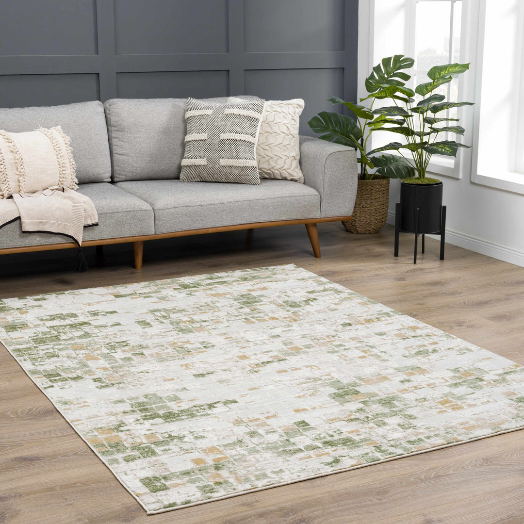 Liverpool Green Modern Abstract Design Area Rug