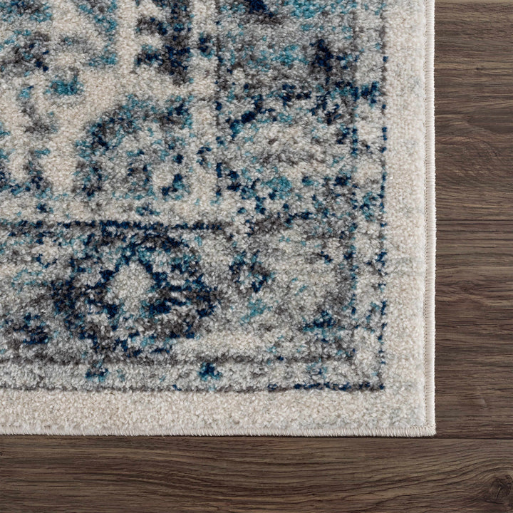 Istanbullu Traditional Style Ivory And Blue Area Rug