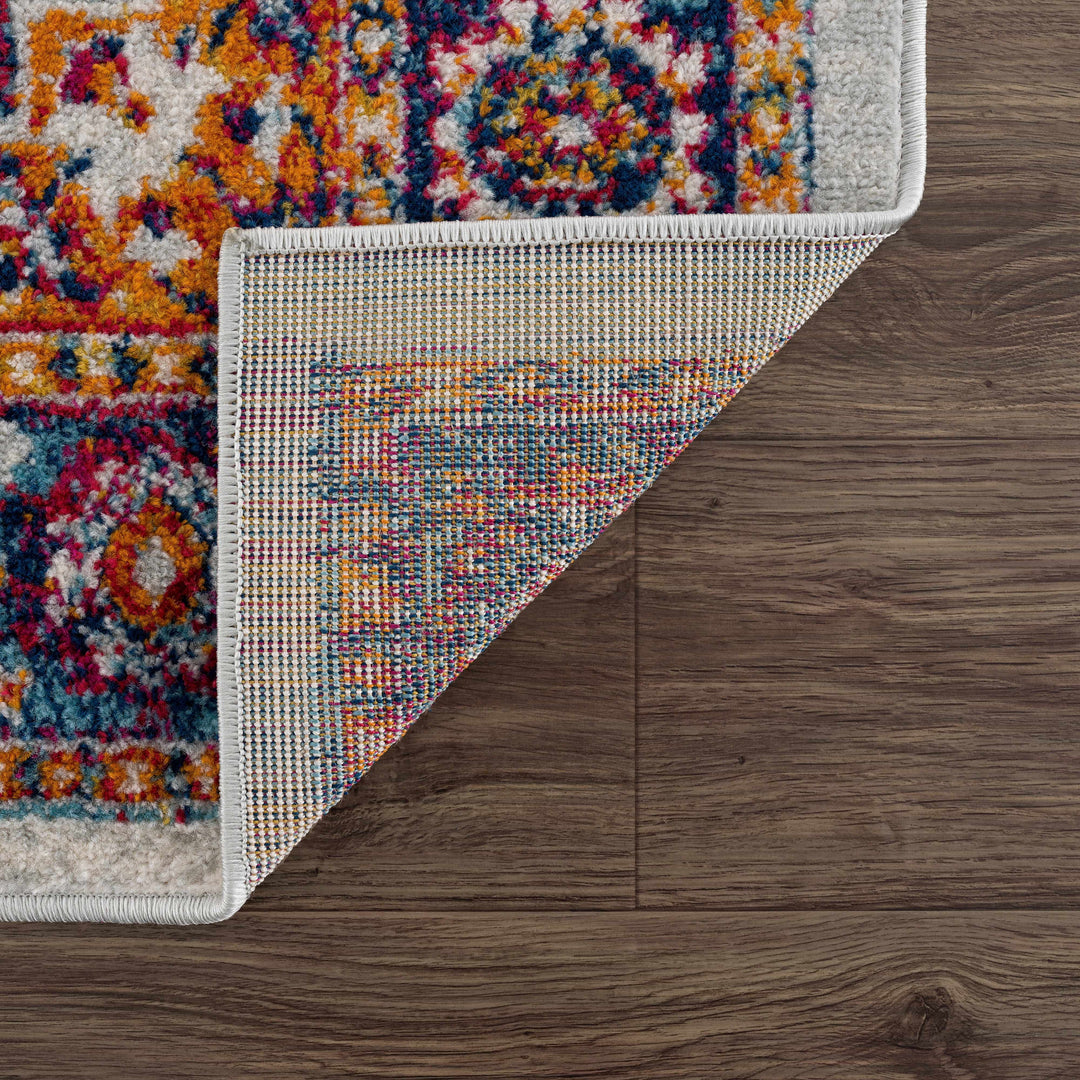 Istanbul Traditional Medallion Design Ivory And Blue Area Rug