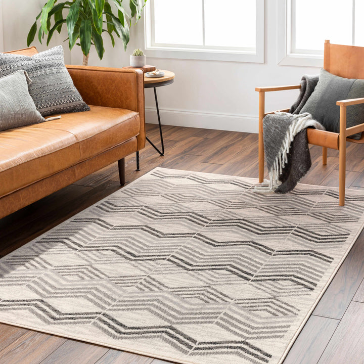 Saar Contemporary Geometrical Gray Area Rug