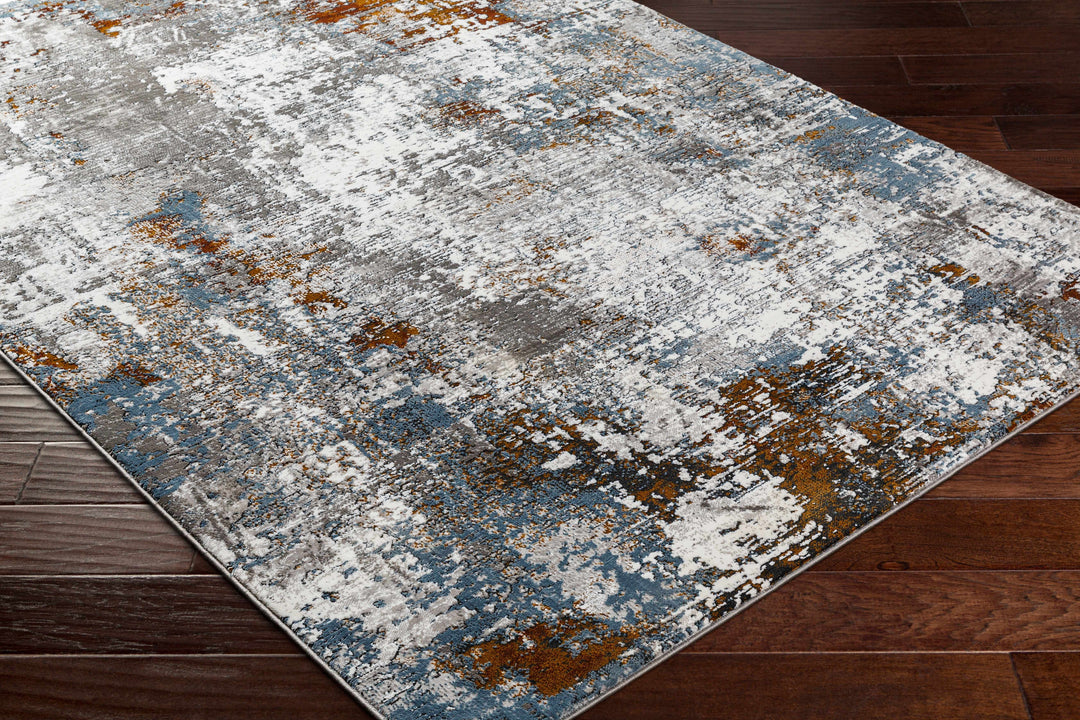 Ansel Modern Abstract Design Blue And Gray Area Rug