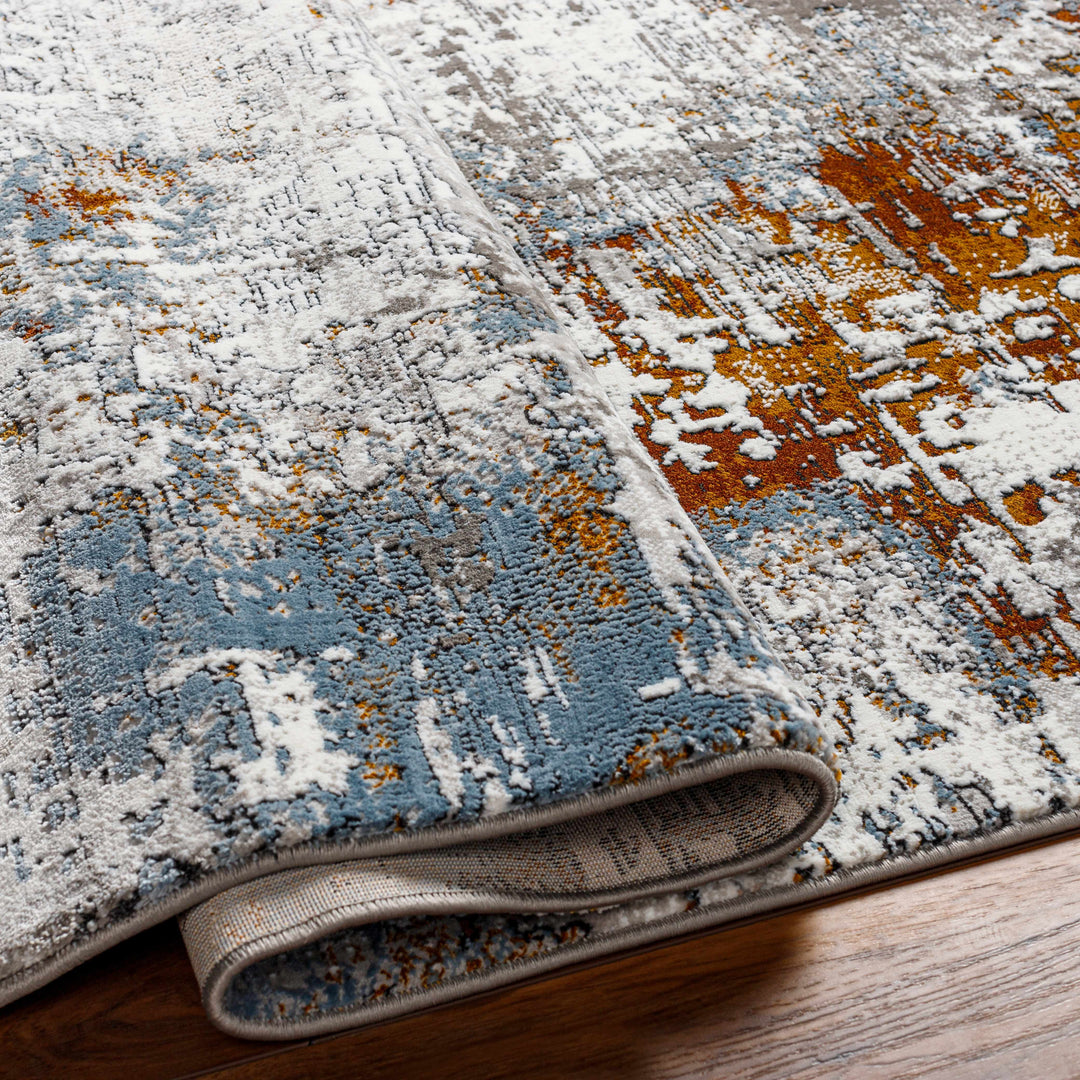 Ansel Modern Abstract Design Blue And Gray Area Rug