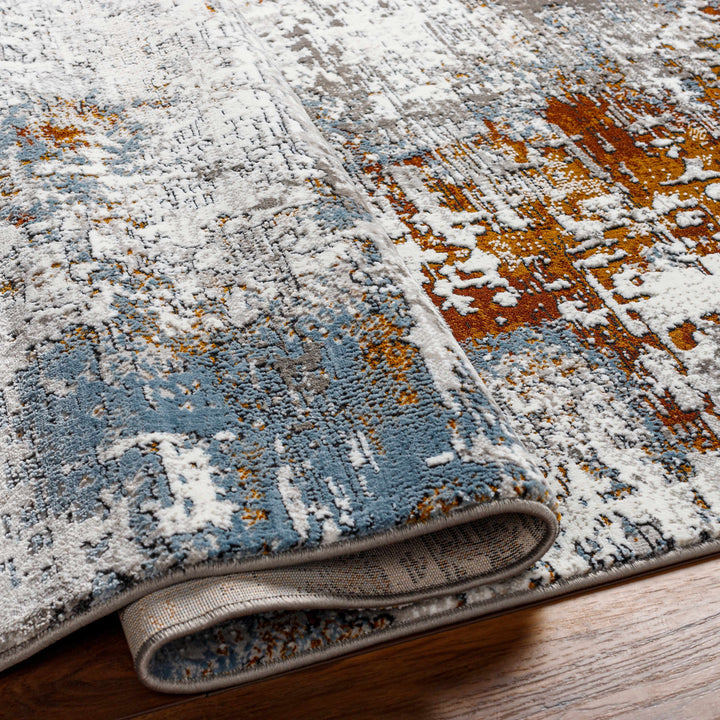 Ansel Modern Abstract Design Blue And Gray Area Rug