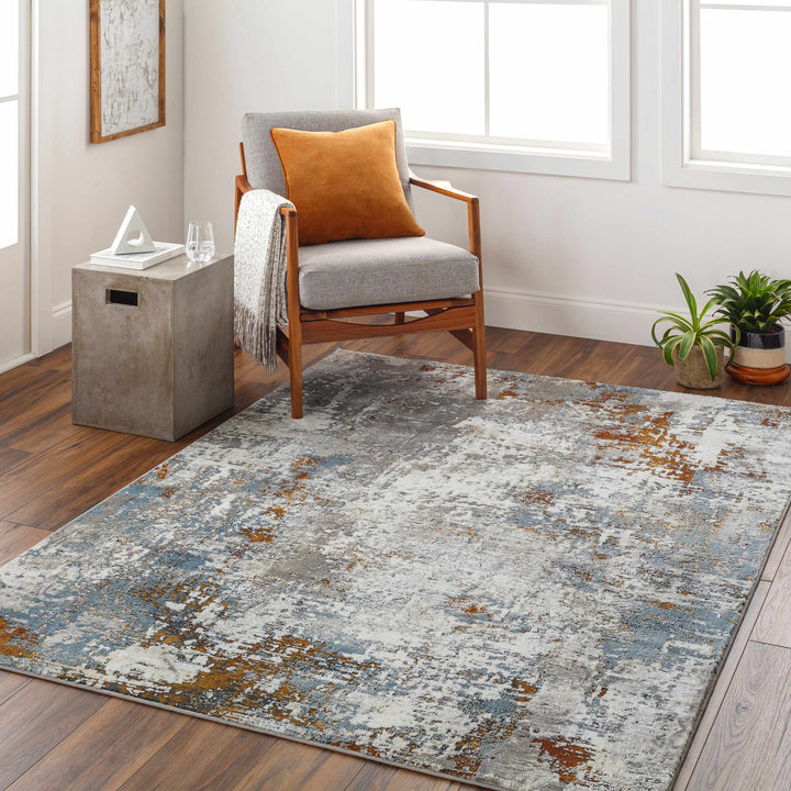 Ansel Modern Abstract Design Blue And Gray Area Rug