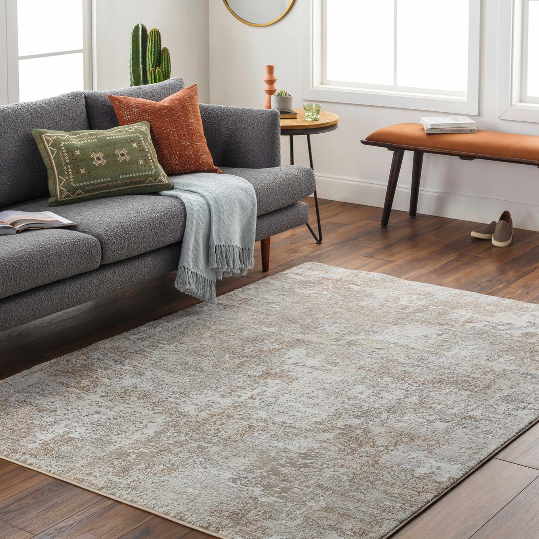 Bruna Modern Abstract Design Ivory And Beige Area Rug