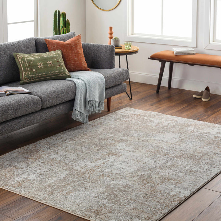 Bruna Modern Abstract Design Ivory And Beige Area Rug