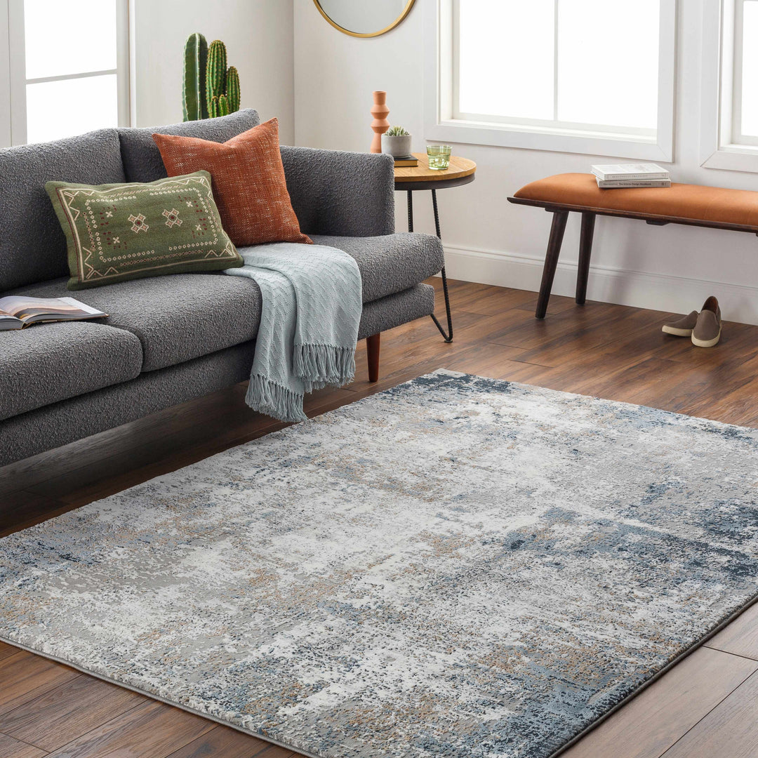 Dolan Modern Abstract Design Gray And Blue Area Rug