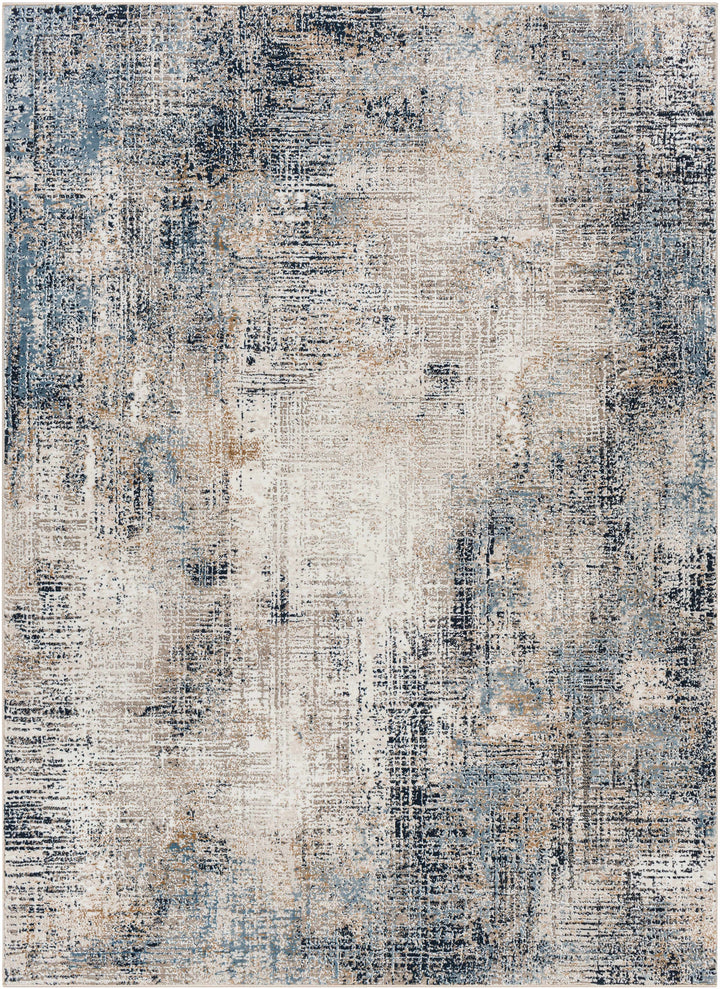 Ervin Modern Abstract Design Beige And Blue Area Rug