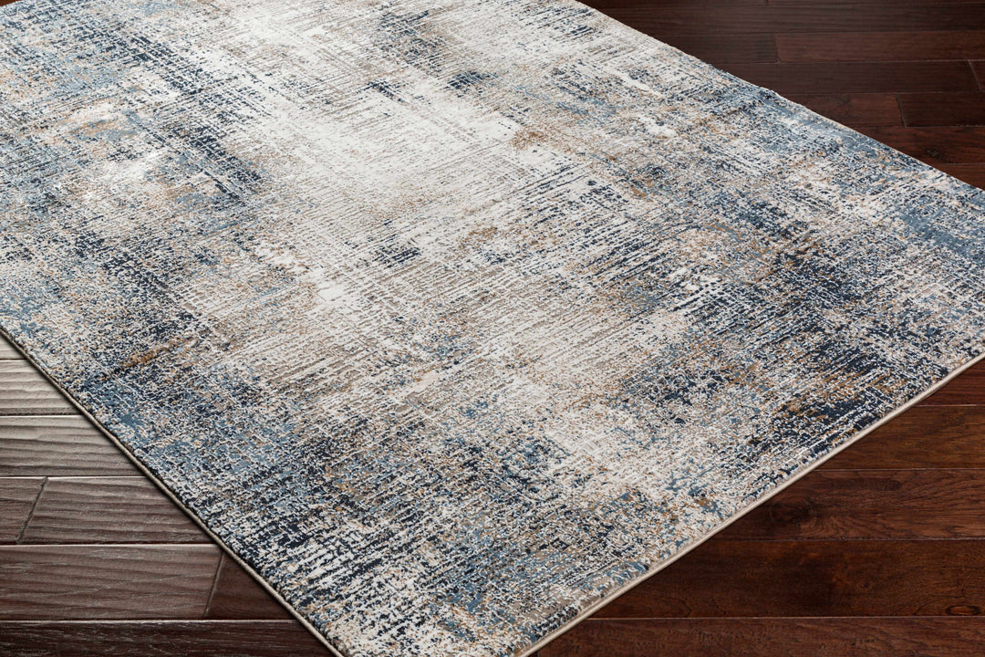 Ervin Modern Abstract Design Beige And Blue Area Rug