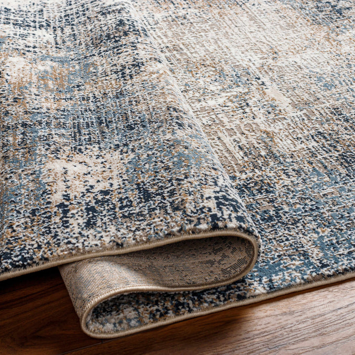 Ervin Modern Abstract Design Beige And Blue Area Rug