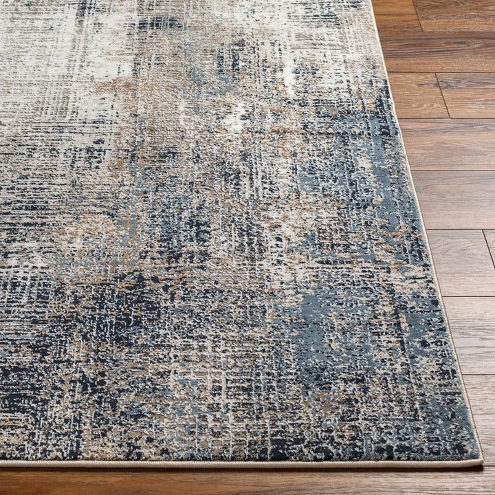 Ervin Modern Abstract Design Beige And Blue Area Rug