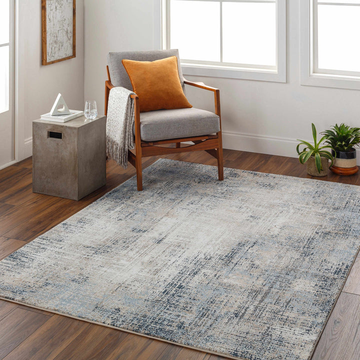 Ervin Modern Abstract Design Beige And Blue Area Rug