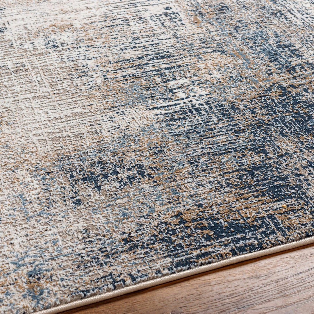 Ervin Modern Abstract Design Beige And Blue Area Rug