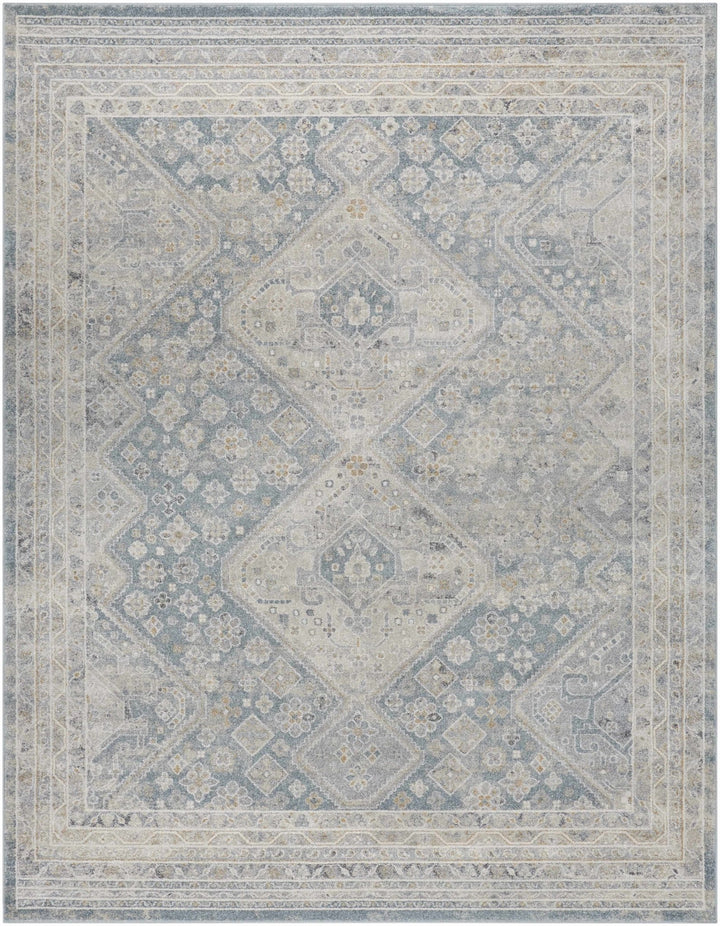 Sagen Blue And Cream Medallion Design Rug - The Rug Decor
