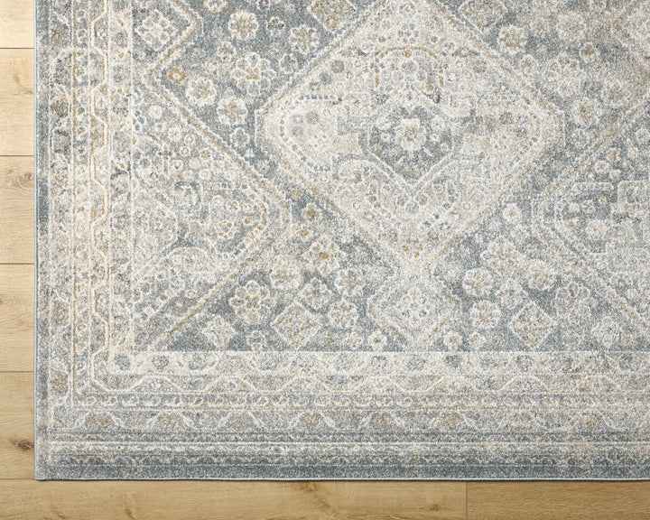 Sagen Blue And Cream Medallion Design Rug - The Rug Decor